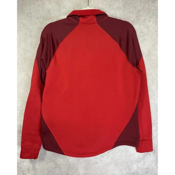 Eddie Bauer Sport 1/4 Zip Pullover Womens XL Red Thumbholes Fleece Lined Running - Picture 7 of 10